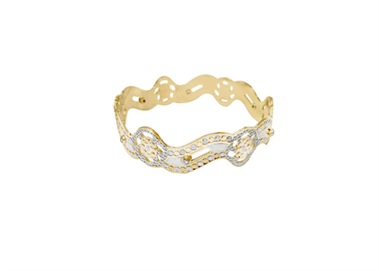 Two Tone Plated CZ Studded CNC Bangles